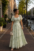 Floral Puff Sleeve Maxi Dress