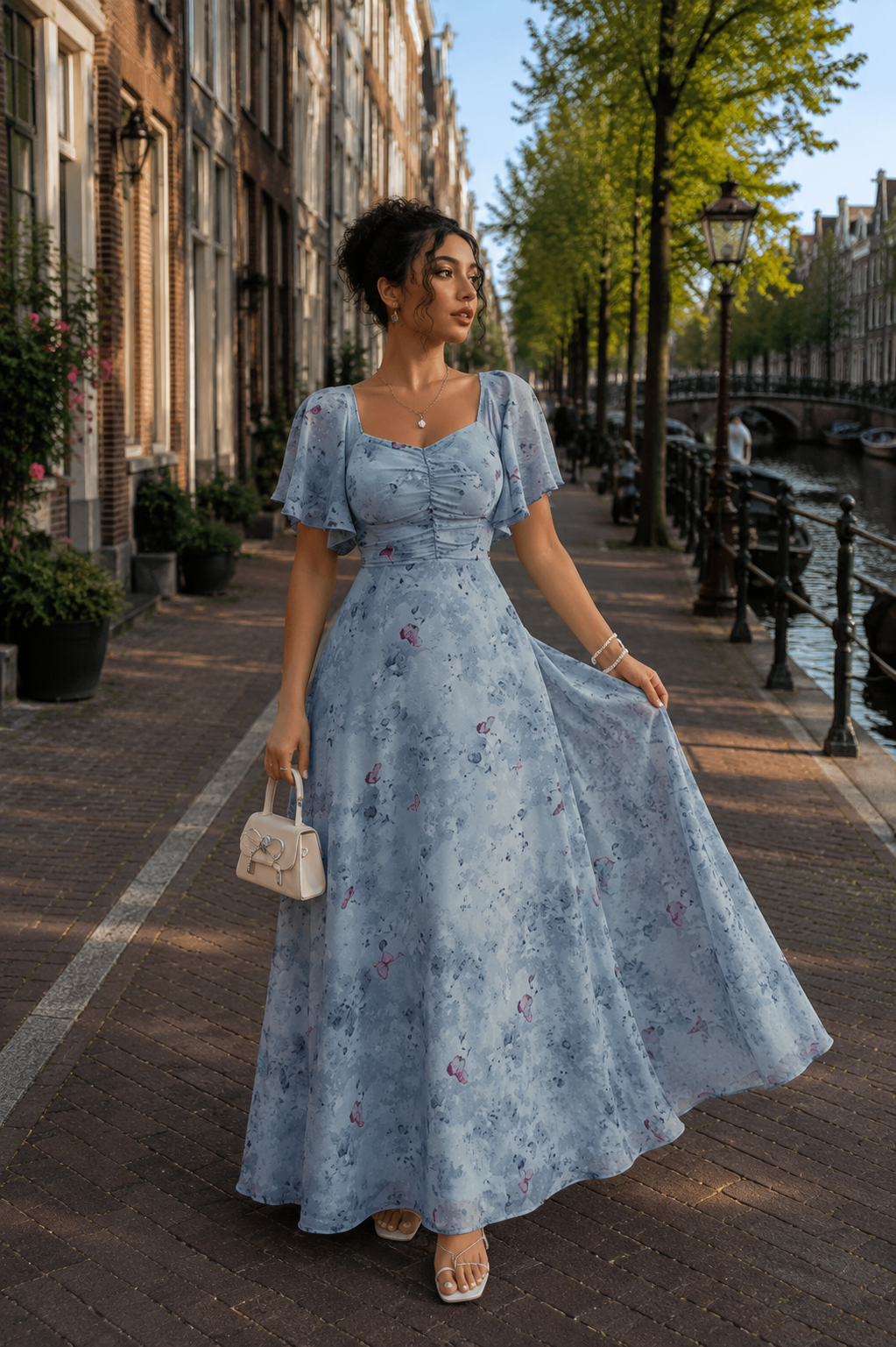 Floral Puff Sleeve Maxi Dress