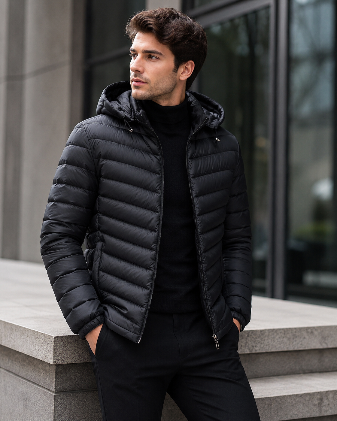 Lightweight Hooded Puffer Jacket