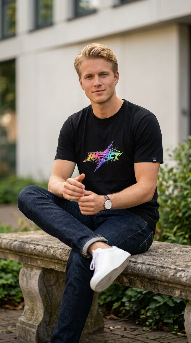 Impact Lightning Logo T-Shirt Rainbow Retro Graphic Tee
