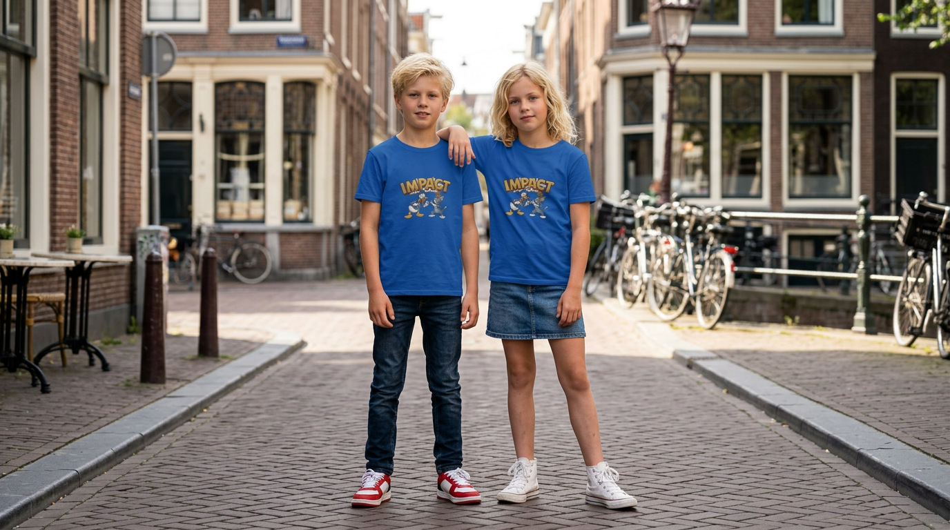 Kids Tee 'Impact' Cartoon Duck vs. Cat Graphic Shirt