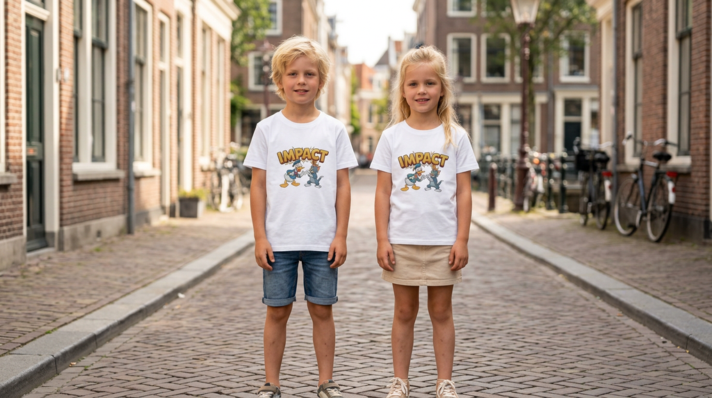 Kids Tee 'Impact' Cartoon Duck vs. Cat Graphic Shirt